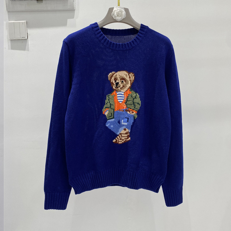 New Designer Womens Slim Sweaters Ladies Knitted Crew Neck Sweater Jumpers American Flag Bear Trendy Winter HighEnd Comfortable Cotton Women Pullove