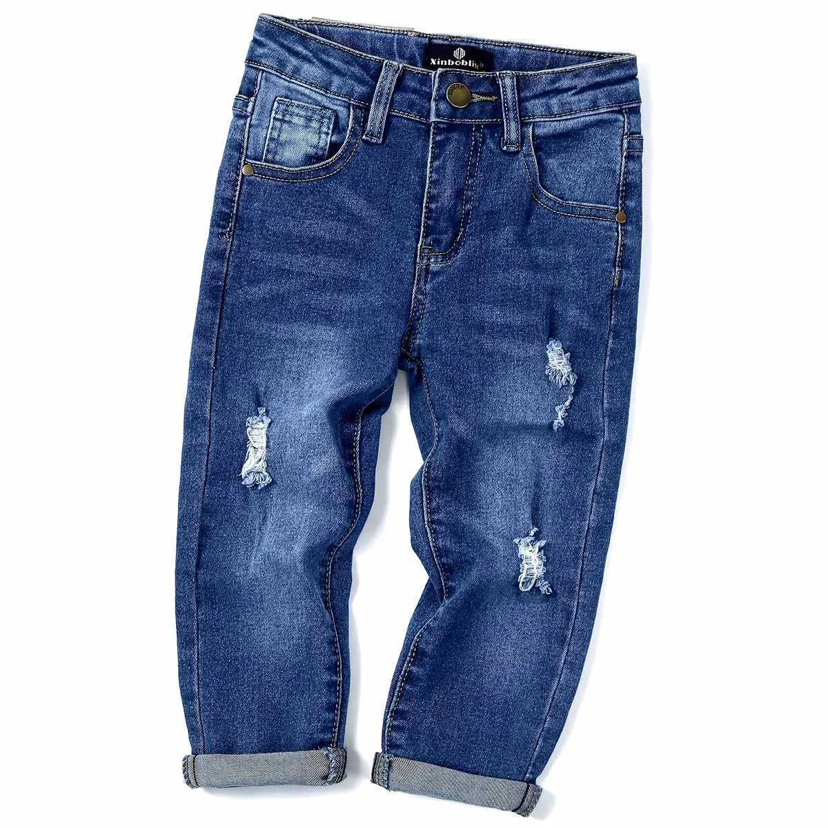 Classic Denim Jeans Boys Trendy Stretch Denim Jeans Kids Casual Trousers Slim Fit Pants Suitable for Spring FallT251208