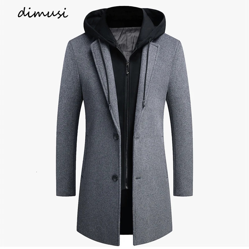DIMUSI Winter Mens Hooded Wool Jackets Casual Middle Long Scarf Collar Cotton Thick Woolen Coat Male Luxurious Trench Clothing 251205