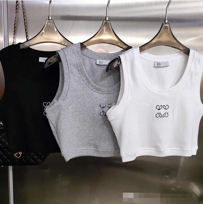 2026 Summer Designer Embroidery T Shirts Women Knits Tank Top Vest Sleeveless Breathable Knitted Pullover Womens Sport Tops