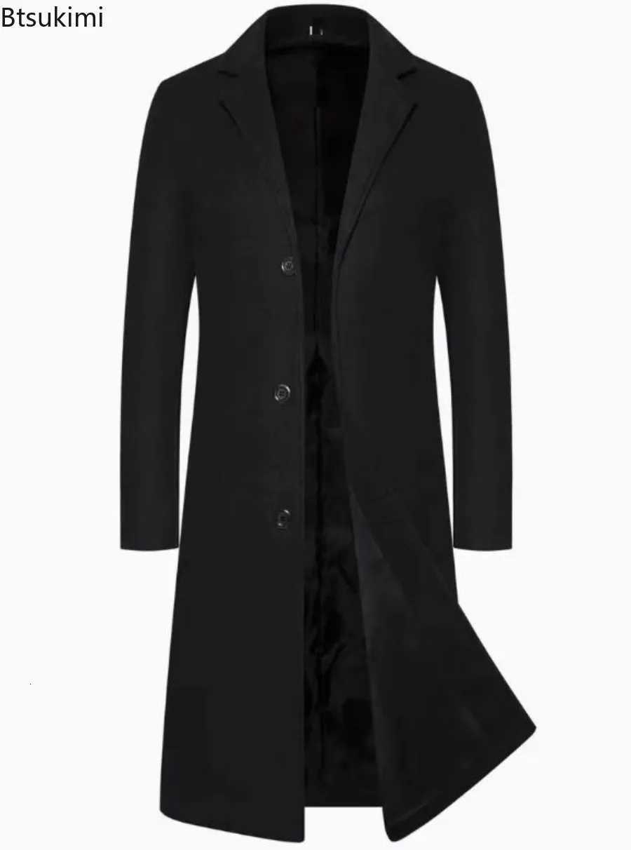 Autumn Winter Trench Coats New Mens Single Breasted Woolen Overcoats Casual Business Windbreaker Jackets Fashion Men Clothing M251208
