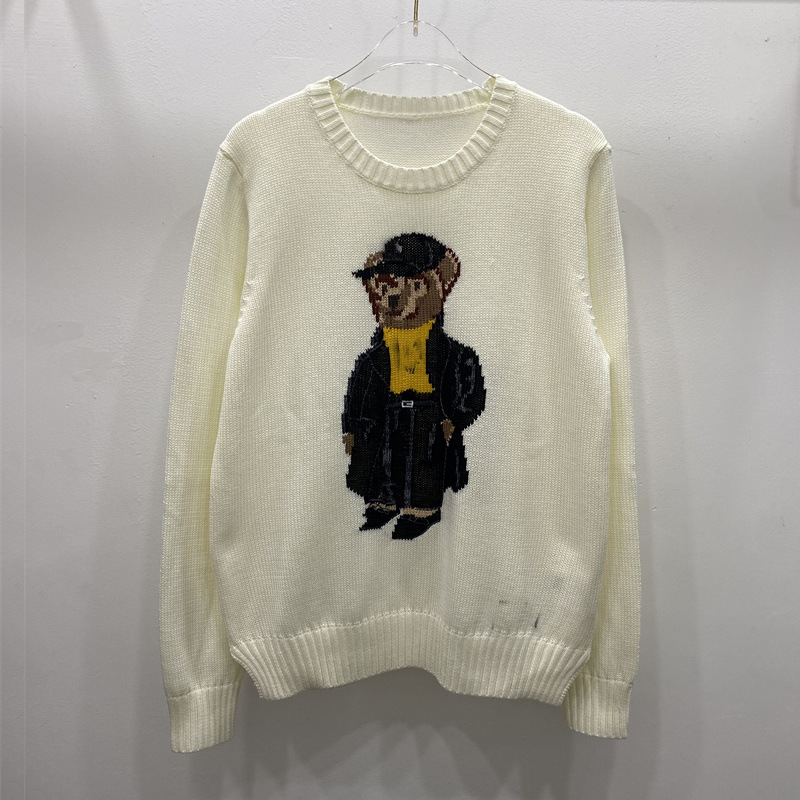 Luxury Designer Womens Sweaters Ladies Knitted Crew Neck Sweater Slim Jumpers American Flag Bear Trendy Winter HighEnd Comfortable Cotton Women Girl