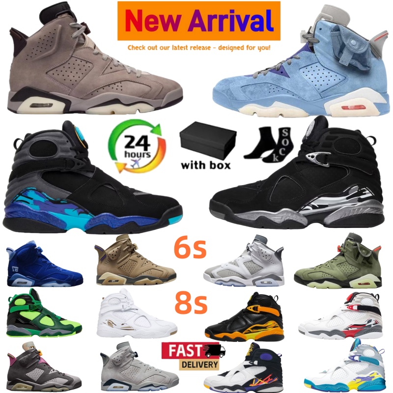 With Box 6s 8s Mens 8 Basketball Shoes 6 Smoky Mauve Aqua Toro Bravo Cool Grey UNC Georgetown Midnight Navy Red Oreo University Blue British Khaki Y