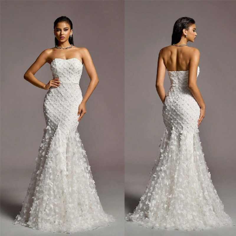 Customize Made Fantastic Lace Mermaid Weddind Dress With 3D Flowers Off The Shoulder Sweetheart Trumpet Bridal Gowns