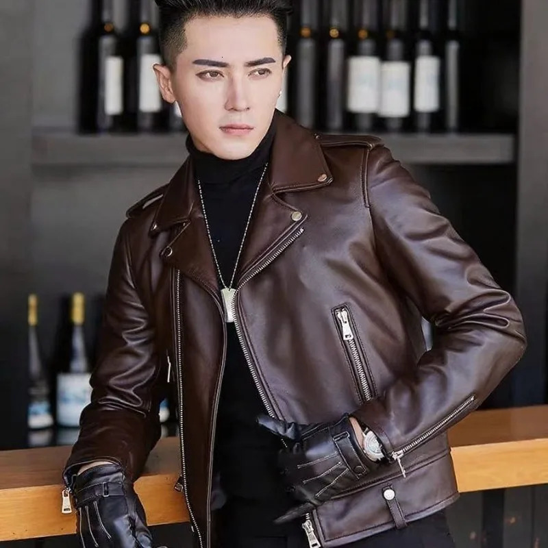 PU Leather Mens Short Jacket Handsome Motorcycle Biker Slim Fit Blazer Coat 251205BJ