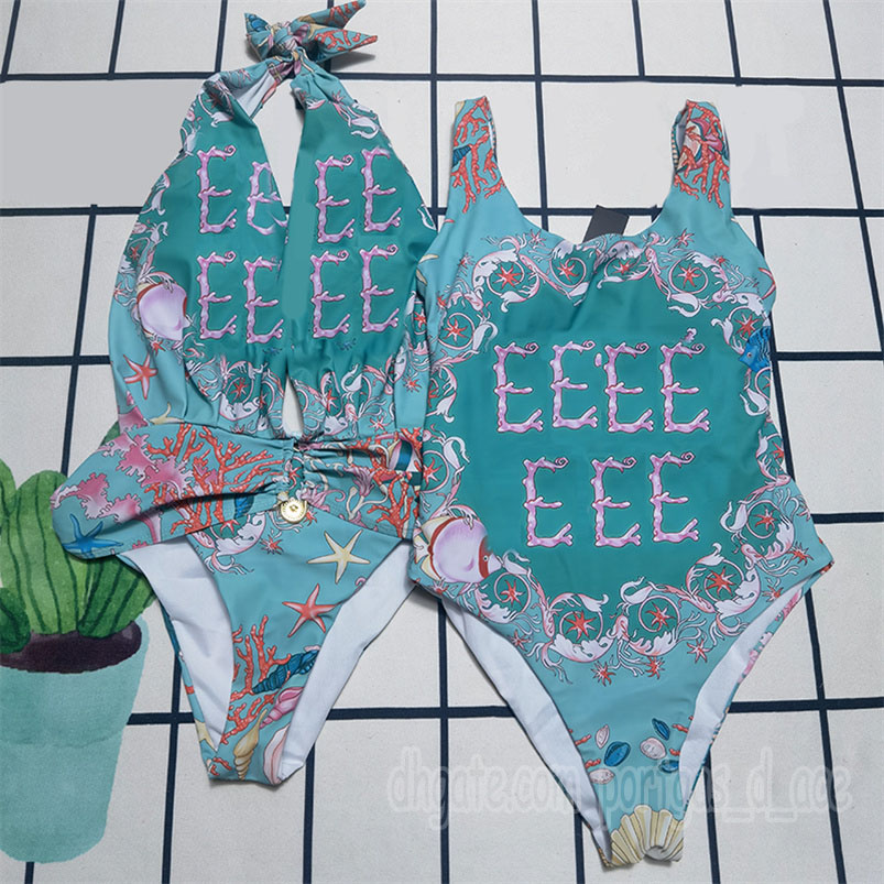 Underwater Barocco Print Swimwear for Women Luxury Halter Low Back Swimsuits Designer Summer Vacation Beach Pool Party Yacht Swimsuit-image-705213364