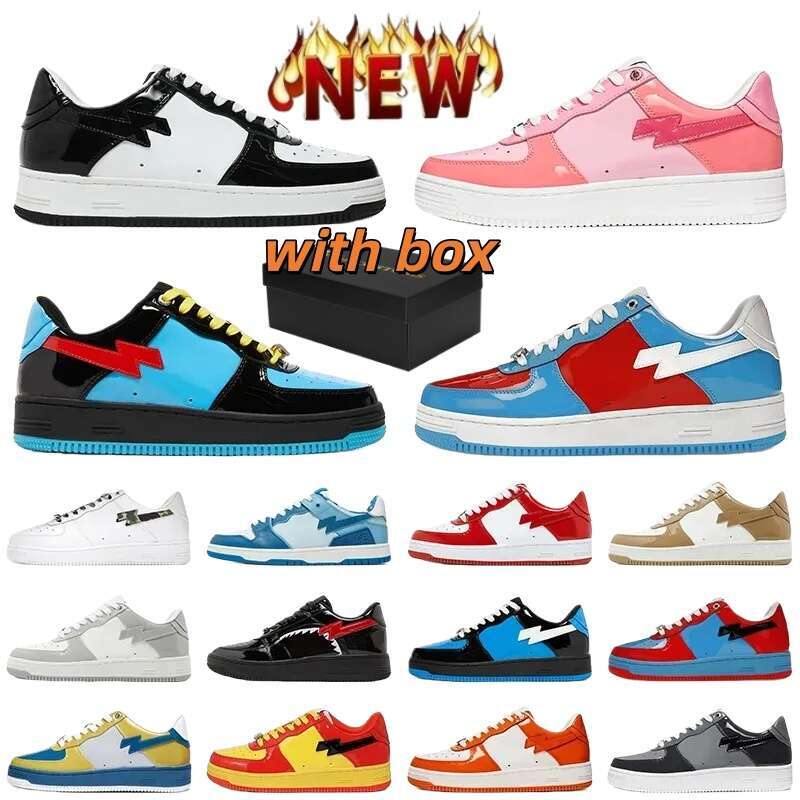 Designer Shoes Bathing Ape Sk8 Sneakers Tn Running Shoes Black White Color Camo Combo Pink Green Womens Mens Outdoors Breathable Leather Trainer Spo