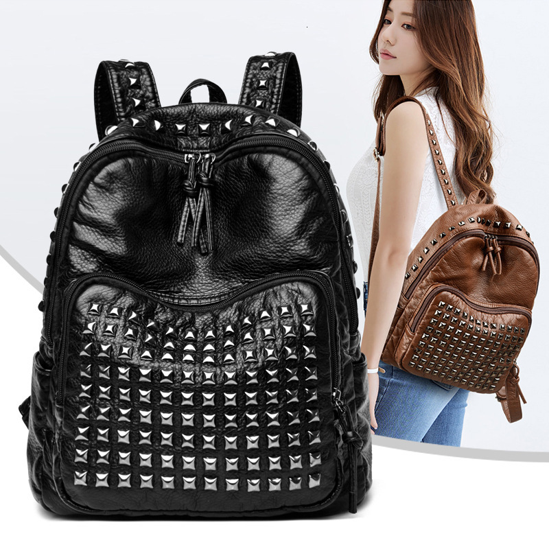 Couple backpack rivet punk backpack popular designer bag fashionable computer backpack travel large capacity daily backpack