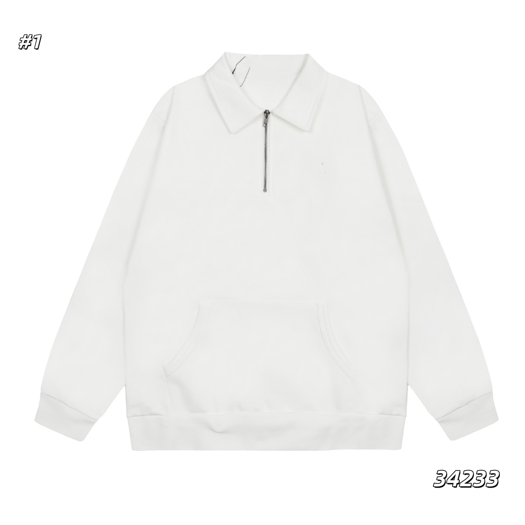 Unisex Semi-Zip Mock Neck Sweatshirt, Classic Embroidered Pullover for Men & Women, Heavyweight Cotton Fleece, Fall Winter Layering Essential, Sizes