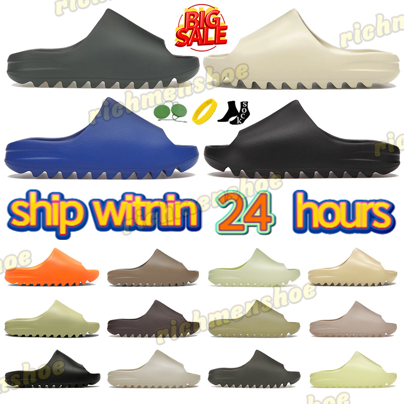 Designer Slides For Men Slippers Onyx Bone Azure Flax Pure Restock Pair Ochre Glow Green Resin Soot Black Core Womens Sandals Mens Solid Slide Class
