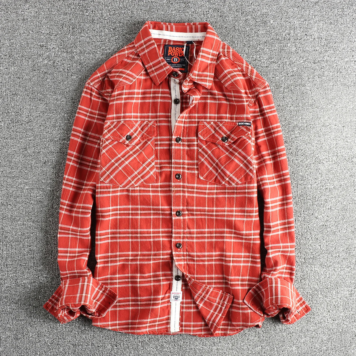 100 cotton woven wool fabric American retro mens shirt long sleeve autumn and winter thick fashion high street casual shirt 251205