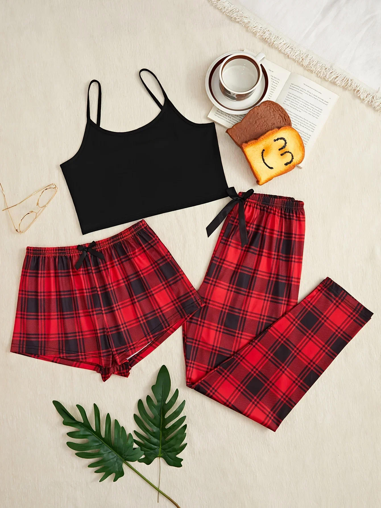 Wholesale Suspender Shorts Trousers ThreePiece Fashion Casual Bow Tie Home Wear Set WomenS Pajamas 251129