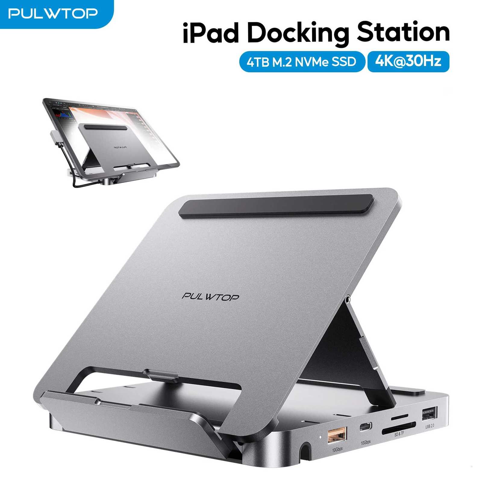 PWTOP iPad USB C Hub iPad Dock With 4K PD 100W port M2 NVMe SSD Foldable Stand Base for iPad Book Windows C251208-image-1087683592
