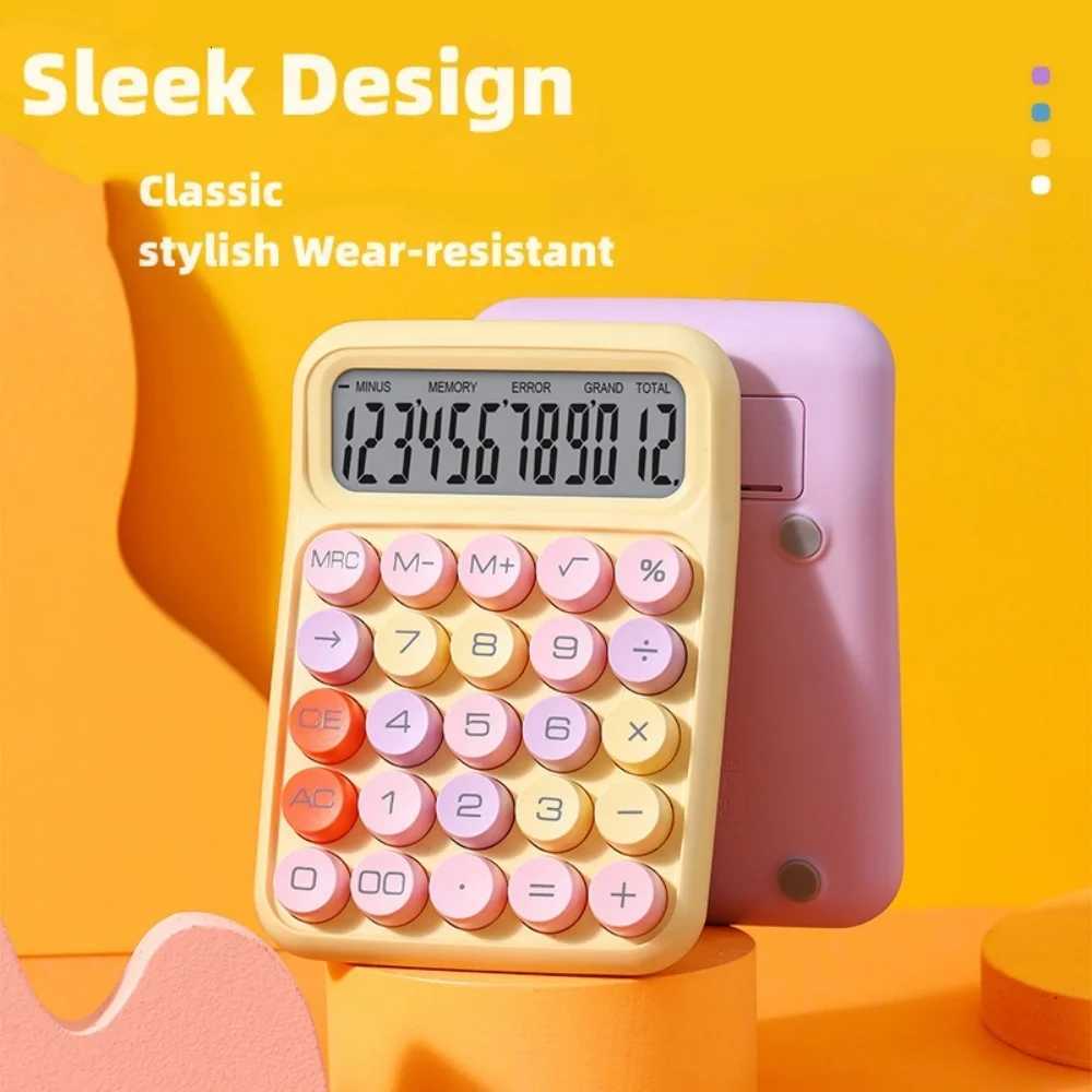 Portable Colorf Calcator Mechanical Pushbutton Calcator 12 Digit Large LCD Display Big Buttons Students Calcation Dev H251208-image-1087661617