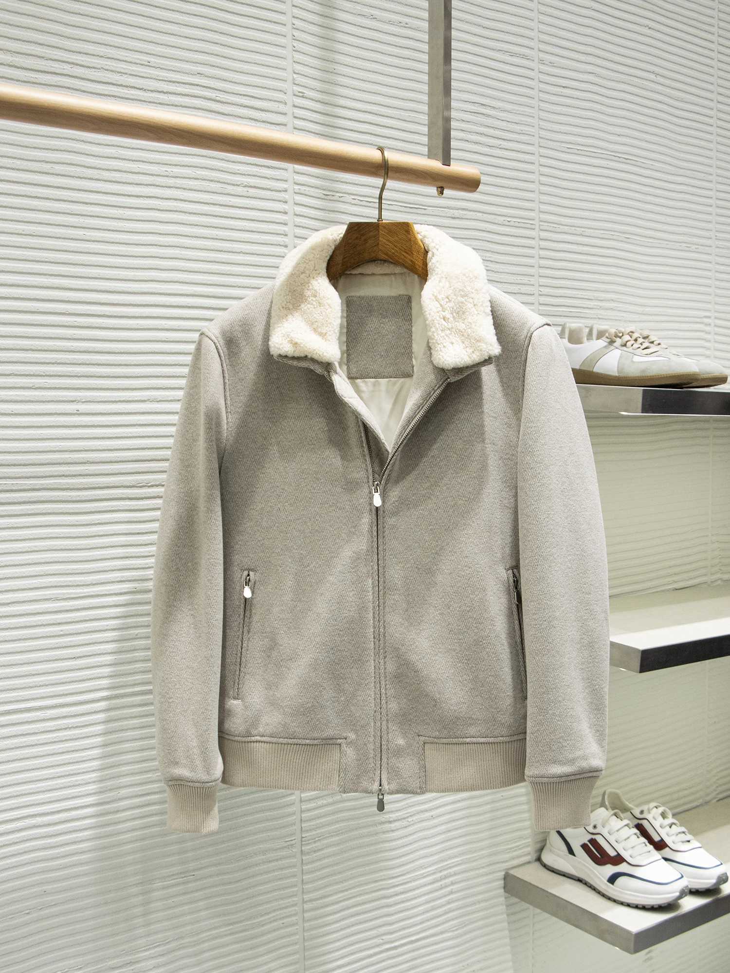 Italian detachable wool stand-up collar thickened warm casual mens jacket M251208