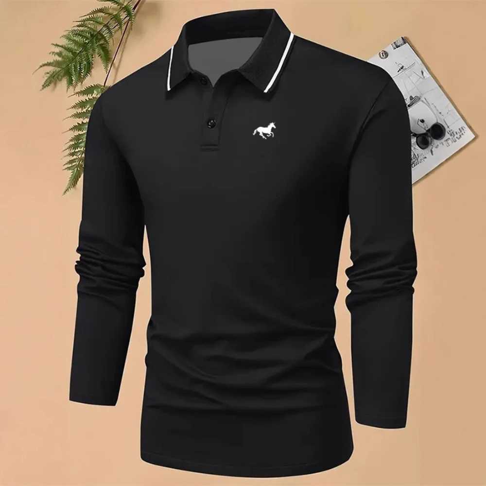 Mens Golf Shirt Golf Polos Work Casual Lapel Long Sleeve T-Shirt Men Basic Modern Plain Button Spring Fall Regular Golf Shirt W251208