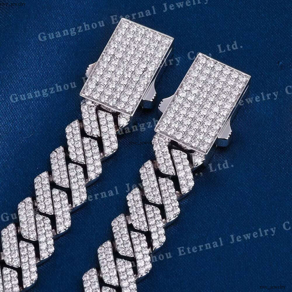 Custom 9mm Width S925 Sterling Silver Rose Gold Plated VVS Carbonite VVS Moissanite Lock Miami Cuban Chain Bracelet