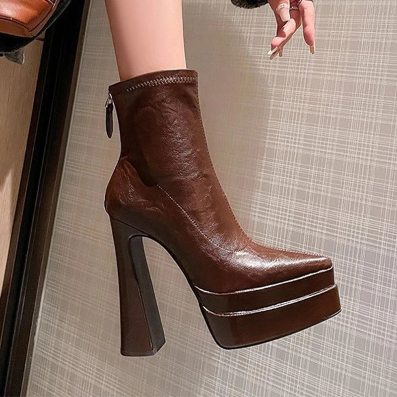 Super High Heels Women Ankle Boots Pointed Toe Fashion Shoes Dress er Woman Boots 2025 Winter Sexy Chelsea Botas De Mujer 251201