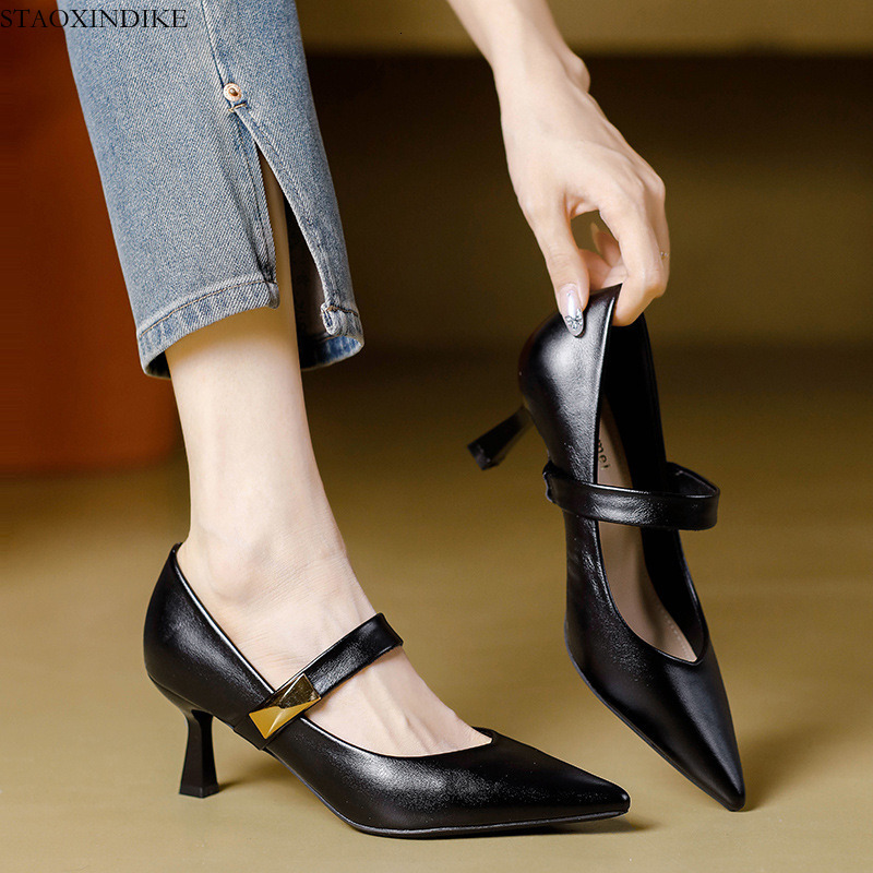 STAOXINDIKE Beach 2025 New Mid-High Heel Kitten Heel Synthetic Suede Blue Strap Formal Style True to Size Luxurious High Heels