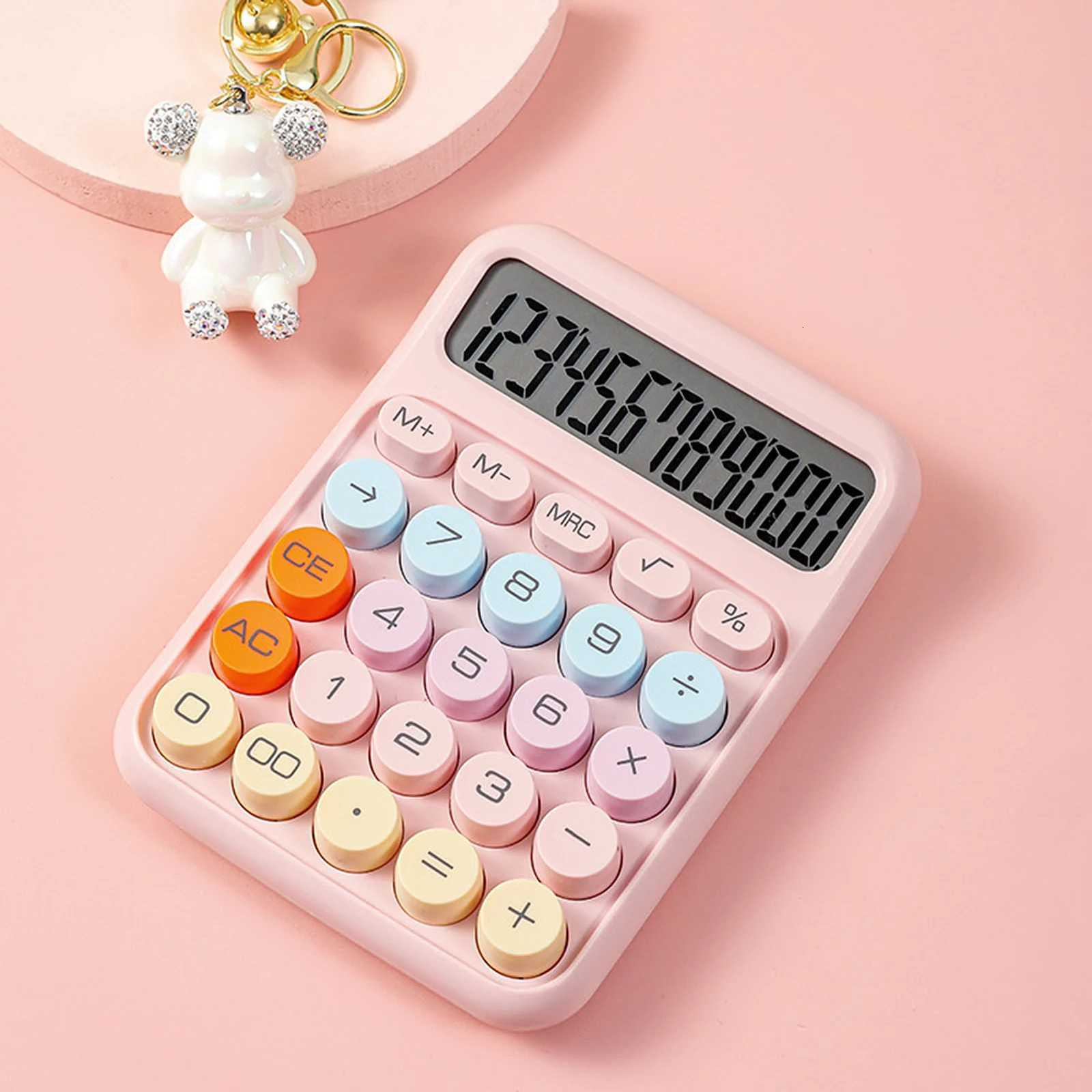 Mechanical Calcator Big Round Button Calcator 12 Digit Large LCD Display Versatile Calcator Cute Candy Colored H251208-image-1087661597