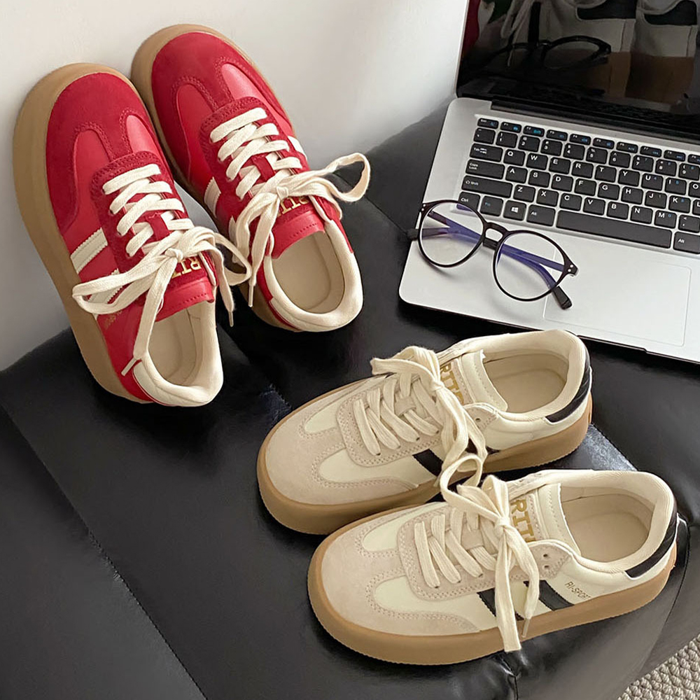 Designer Shoes womens trainers Elegant running shoes Trendy Red Beige Ladies durable training Lightweight Thick-soled sneakers Size 35-40