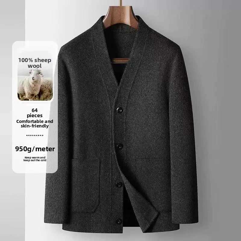 2025 Autumn/Winter New Mens Woolen Coat 100 Pure Wool Chinese Style High Business Double sided Nylon Coat M251208