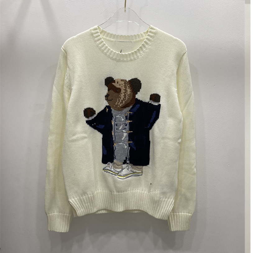 Fashion Designer Womens Sweaters Ladies Knitted Crew Neck Sweater Slim Jumpers American Flag Bear Trendy Winter HighEnd Comfortable Cotton Women Gir