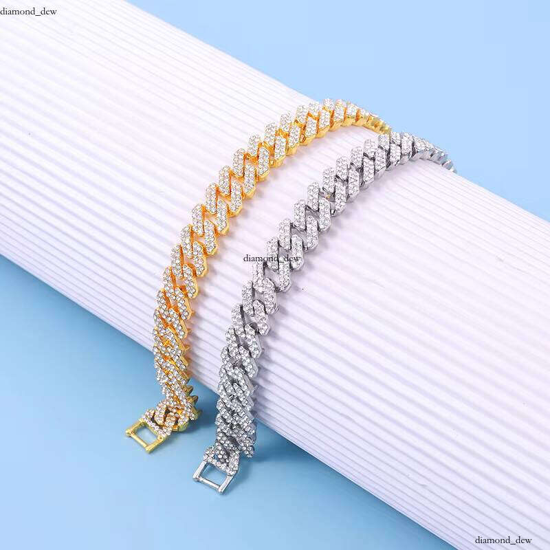 VVS Moissanite Wholesale 2025 New High-Quality 12mm Wide Gold-Plated Rhinestone Fashion Accessories Hip-Hop Men's Cuban Bracelet