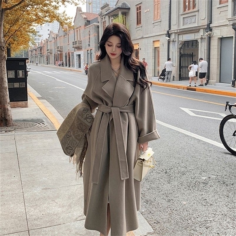 Double-Sided Velvet Woolen Jacket Womens Fashionable Midi Coat Autumn Winter High Quality Elegant Small Size Tweed Coat251205ww