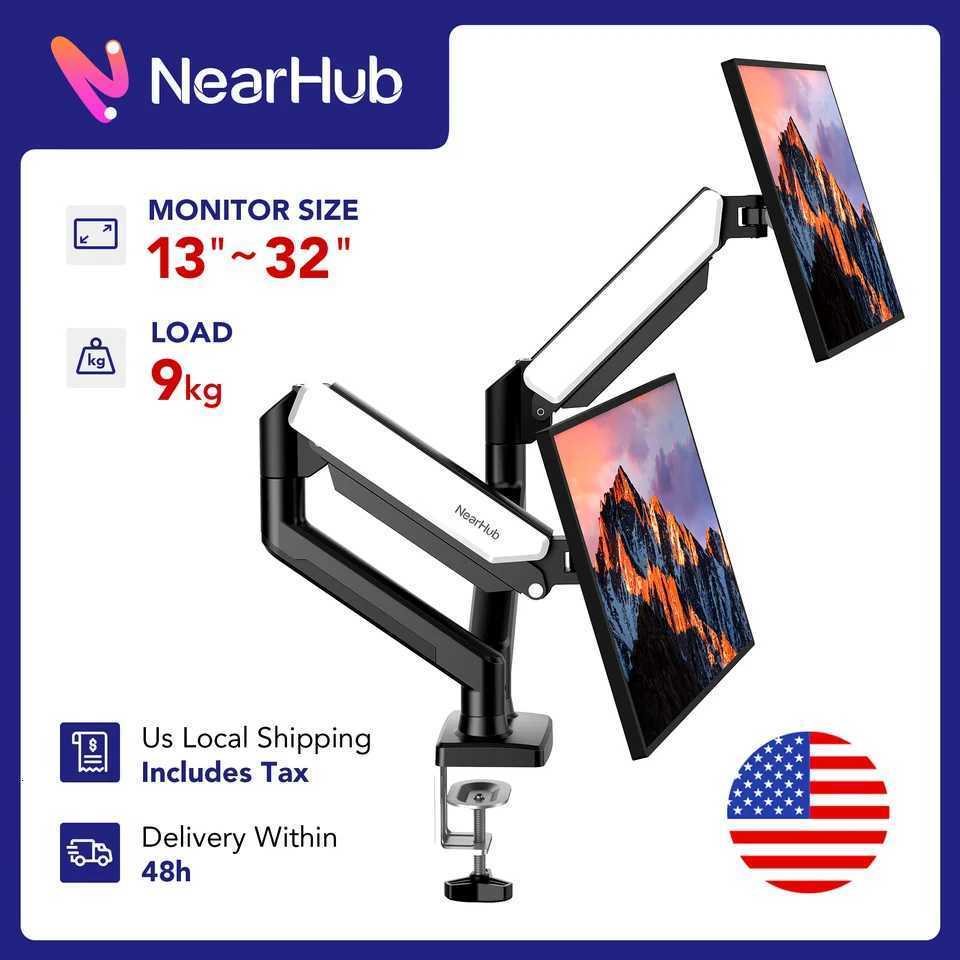 Nearhub 13-32 Inch Dual Monitor Stand Desk Cputer With C-Clamp Grmet MountEffortless Installation Dual Monitor Mount C251208-image-1087683513