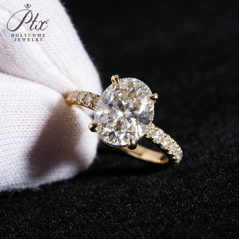 Hot Sale Real 925 Sterling Silver Women Wedding Set Oval Cut Diamond Engagement Rings Luxury Moissanite Halo Ring Party Gift