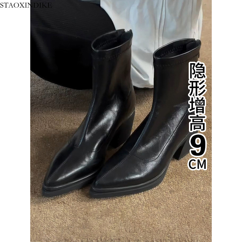 STAOXINDIKE 2025 new midheel shoes fabric blue black toe formal casual style size accurate affordable luxurious high heels