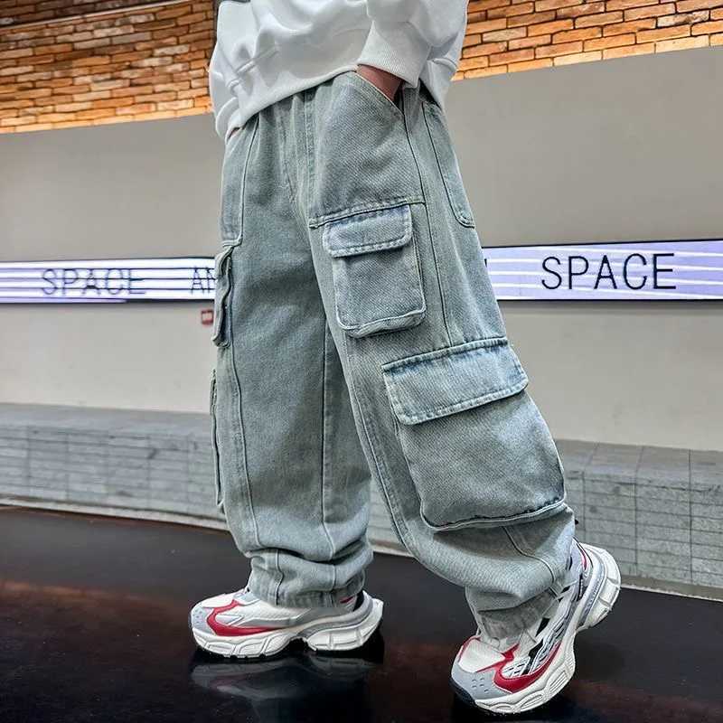 Boys denim pants spring and autumn hip-hop trends big boys pants handsome boys street style jeansT251208
