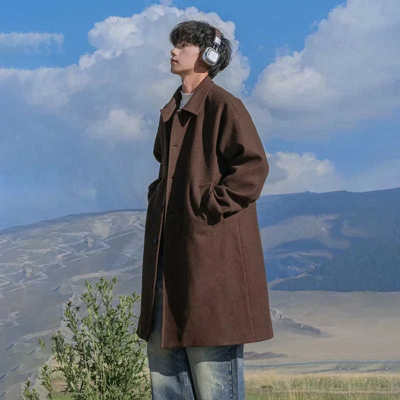 TFETTERS Brand Japan Woolen Overcoat Man Casual Autumn Winter New 2025 Thickening Windbreak Coat Male Daily Vintage Clothing M251208