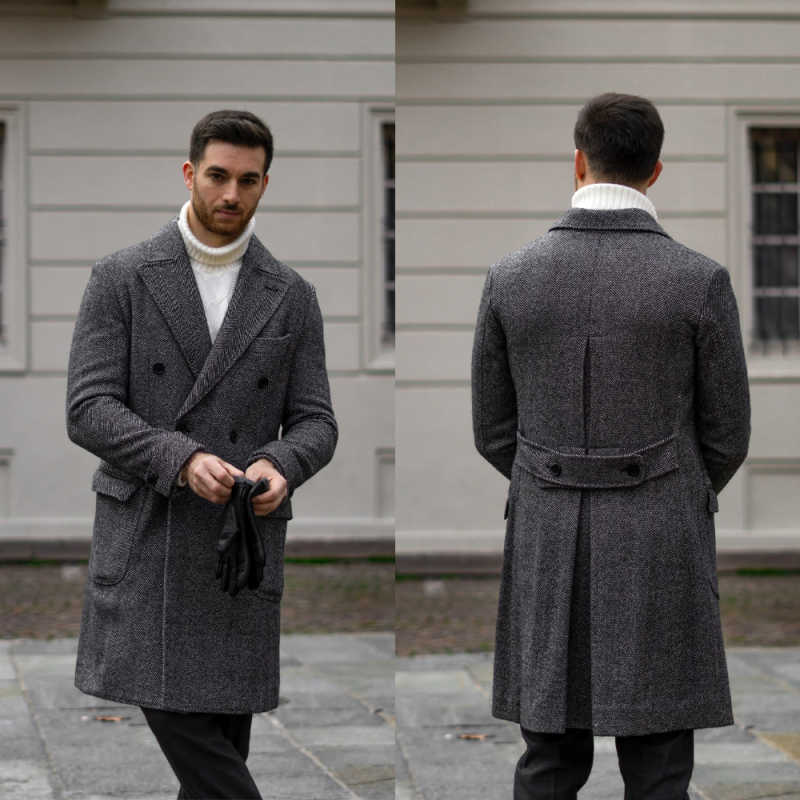 Cappotto lungo classico in lana da uomo doppiopetto Cappotto caldo autunno inverno Abbigliamento casual per occasioni di festa personalizzato