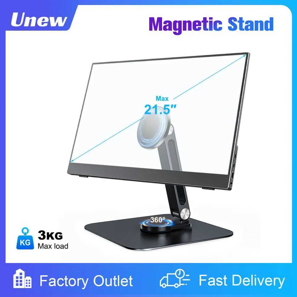 Black Magnetic Metal Stand 360 Rotatable Holder for 7-215 inch Portable Monitor iPad iPhone Displays Stable 3KG Bracket C251208-image-1087683794