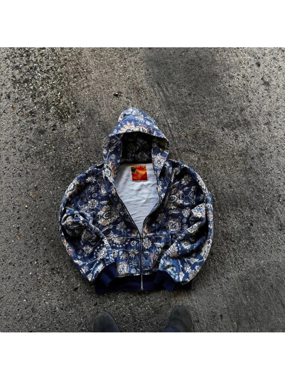 personalized digital print ins street style American retro fashion trend zipper unisex versatile hooded sweatshirt 251205