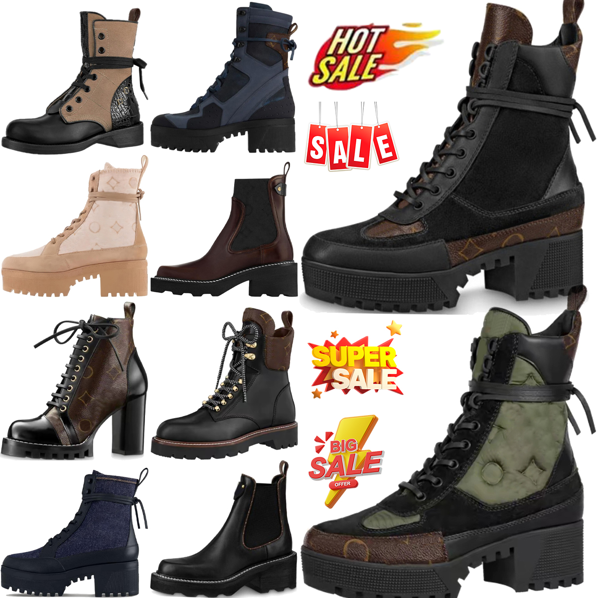 Laureate Platform Boots designer womens winter boot Iconic Star Trail Ankle booties Rubber Patent Canvas Leather High Heel black brown blue green