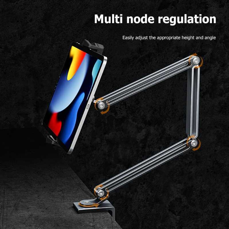 Adjustable Bed Tablet Stand for 4-129 inches Mobile Phones Tablets Aluminum Bed Desk Tablet Mount port for iPad Mini C251208-image-1087683827