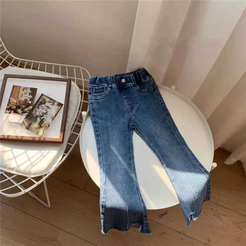 Spring Autumn Girls Casual Denim Flared Jeans Pants High Elasticity Fashion Childrens Trousers Baby Girl Versatile Slim JeansT251208