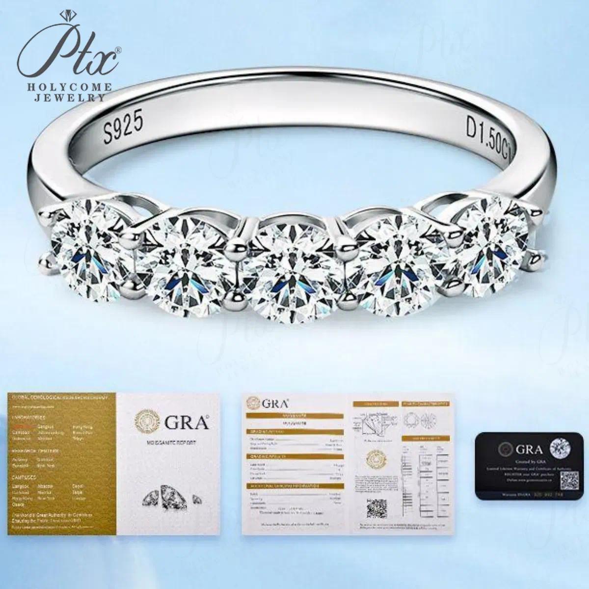 100% Original 925 Sterling Silver D White Gold Diamond Rings Eternity Wedding Fine Jewelry Gift Luxury Moissanite Band Rings Promise Ring for Women