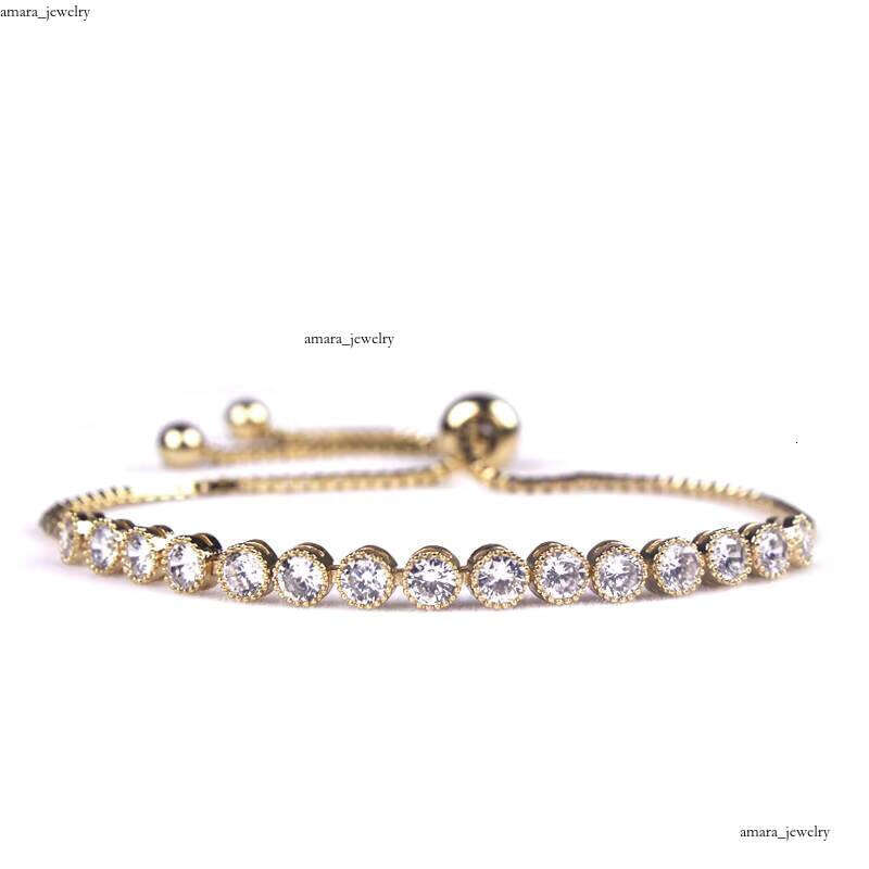 Exquisite Classic Round Cut VVS Moissanite CZ Crystal Polo Bracelet Adjustable for Women Girls Children
