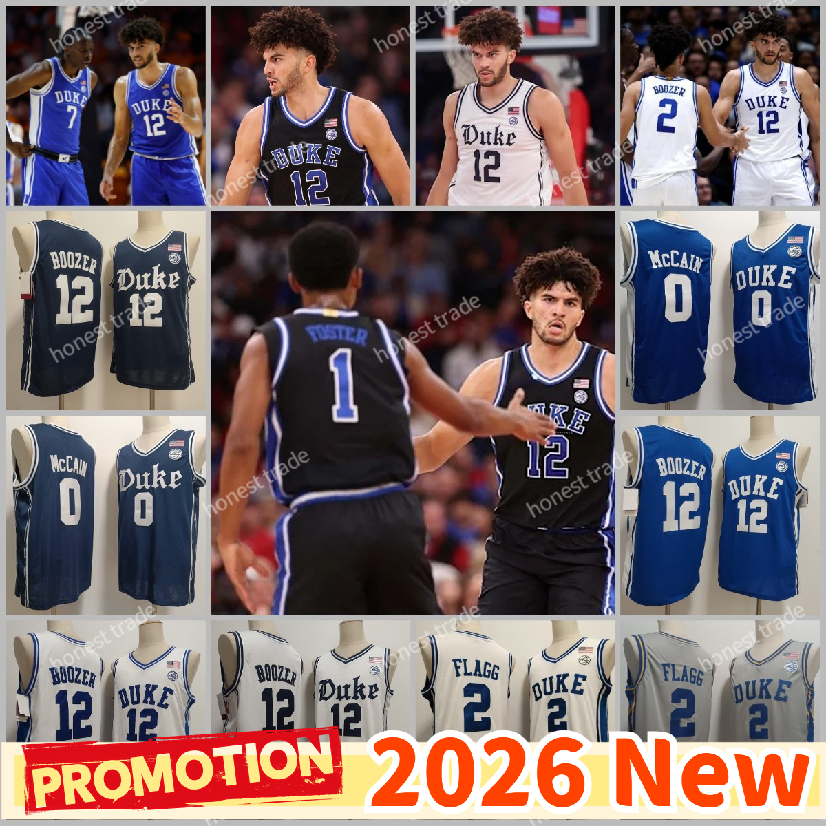 Men's Customized College Basketball Jersey with Personalization Options Cameron Boozer, Cooper Flag, Jared McCain Editions All Stitched Jerseys