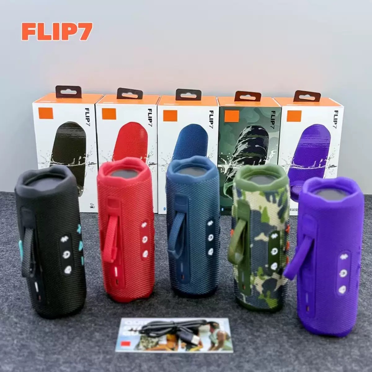 FLIP7 Wireless Bluetooth Portable Speaker, Waterproof Portable Subwoofer, Outdoor Stereo Sound, Powerful Deep Bass, Charging Port, TF Card, 5 Col-image-1082002421