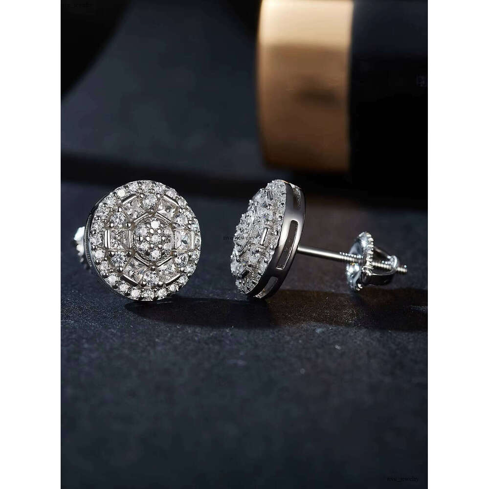 New Luxury 925 Sterling Silver Stud Earrings High Quality Round Cut VVS Moissanite Women's Boutique Jewelry Unisex