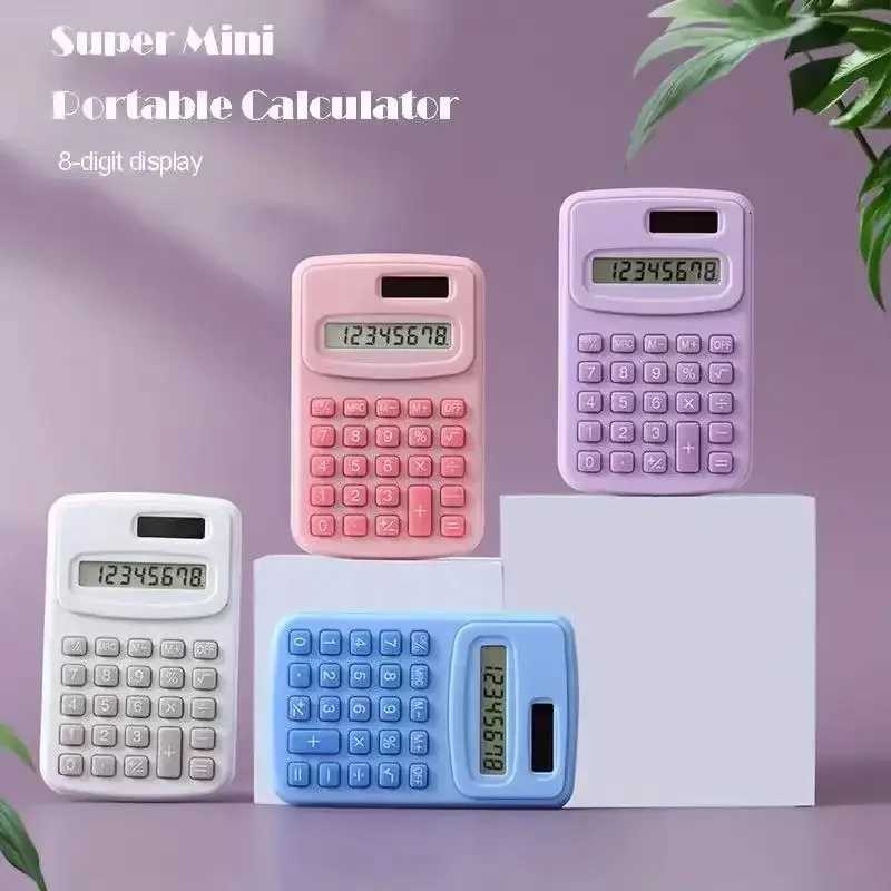 Small Solar Calcator Portable Calcator Cute 8 Digits LCD Electronic Calcator He Off Primary School Teaching Supplies H251208-image-1087661494