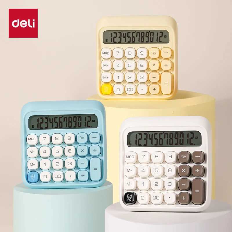 Deli Desktop Calcator 12 Digits LCD Display Kawaii DopamineStationery Supplies Accounting Off He Use Battery Powered H251208-image-1087661524