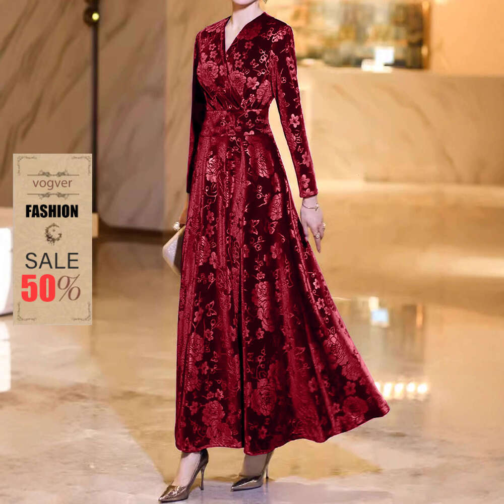 Evening Dress For Women Designer Luxury Women's Fashion 2025 Autumn Winter New French Style Elegant High-End Velvet Dress