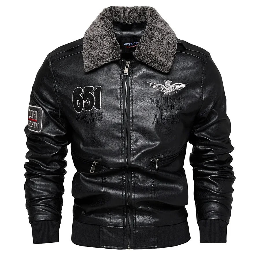 Men Autumn Jacket WorkBiker Zipper Motorcycle Faux Fur Coat Male Fleece Pilot Vintage Black Brown Pu Leather Jacket Winter 251203