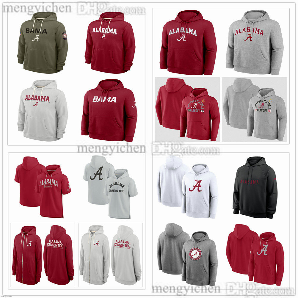 Hommes Alabama College Crimson Tide Football Pull à capuche T-shirts à manches longues Sweats à capuche Sweats à capuche de sport Chemises Femmes